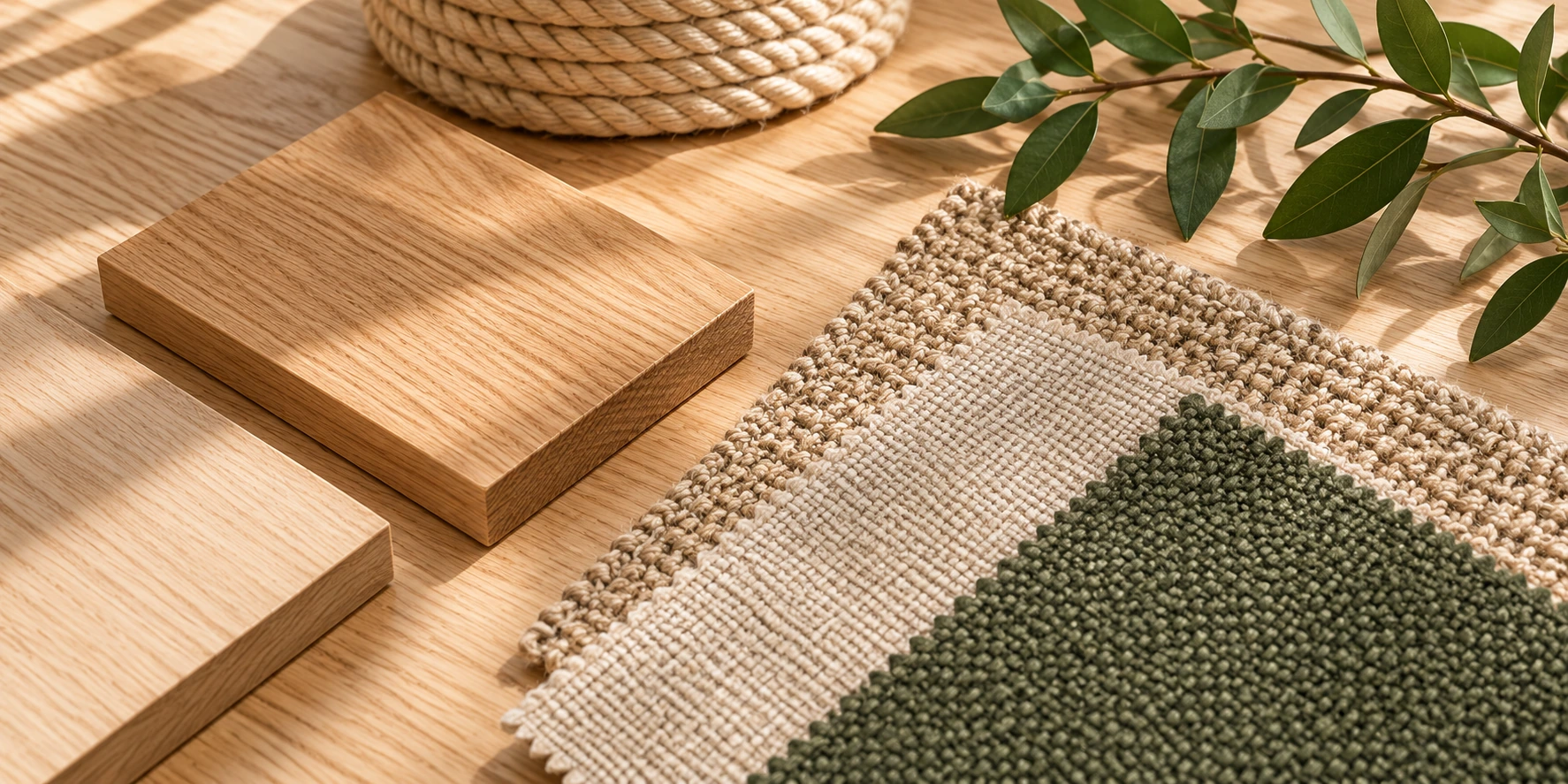 Wood, sisal and fabric samples