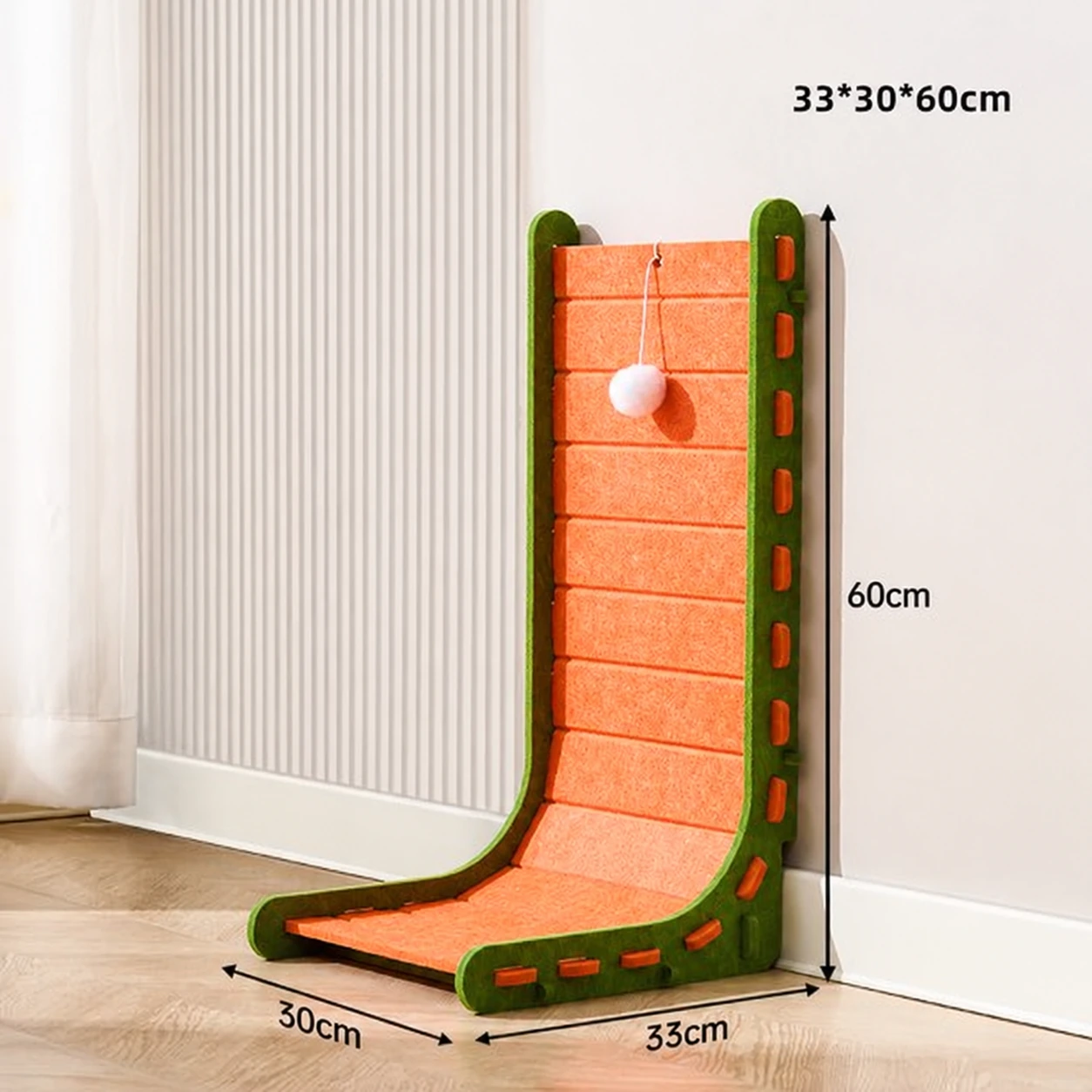 Green &amp; Orange L-Shape Cat Scratcher (All-Felt)
