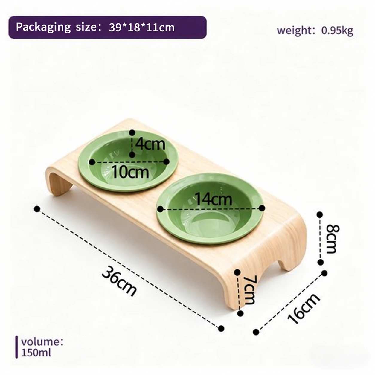 Ergonomic Ceramic Double Bowl in Matcha Green