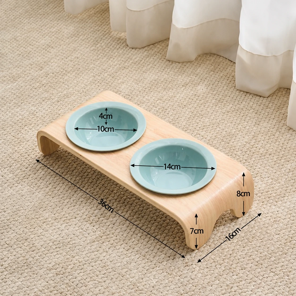 Ergonomic Ceramic Double Bowl in Light Lake Blue