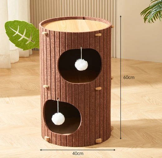 2-Tier Cat Barrel Condo in Wine Red