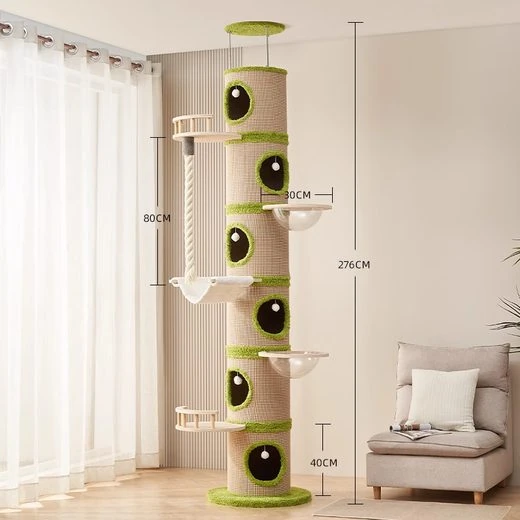 Bamboo-Joint Ceiling Cat Tower