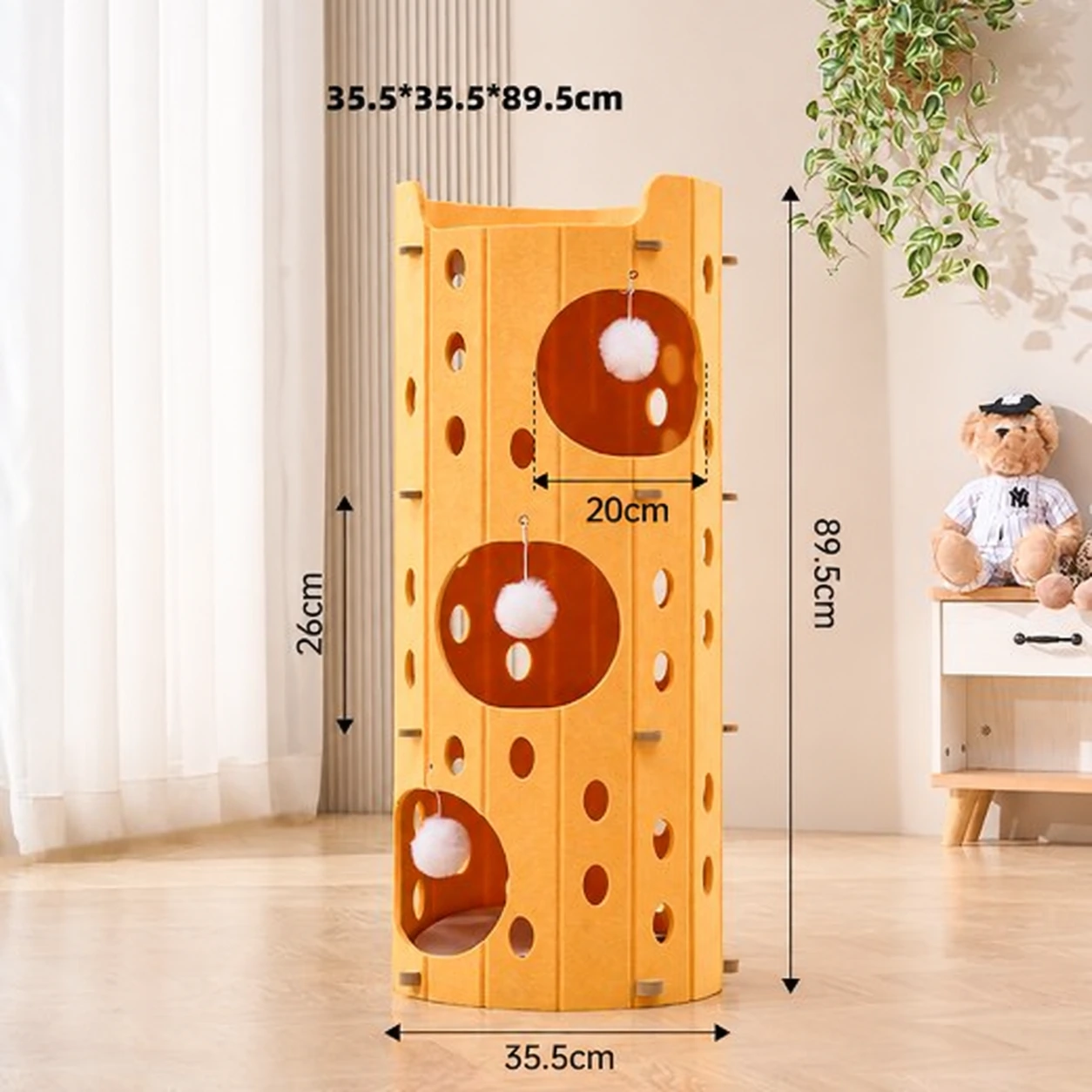 Cool Yellow-Dot 3-Tier Felt Cat Condo